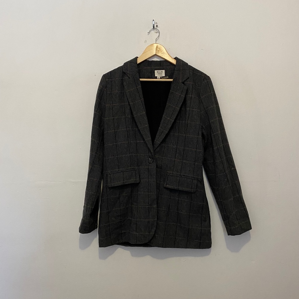 Six Crisp Days Moska Plaid Blazer in Dark Grey